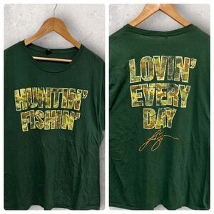 Luke Bryan Hunting Fishing Loving Everyday Camo Men's Graphic‎ T Shirt Green 2XL
